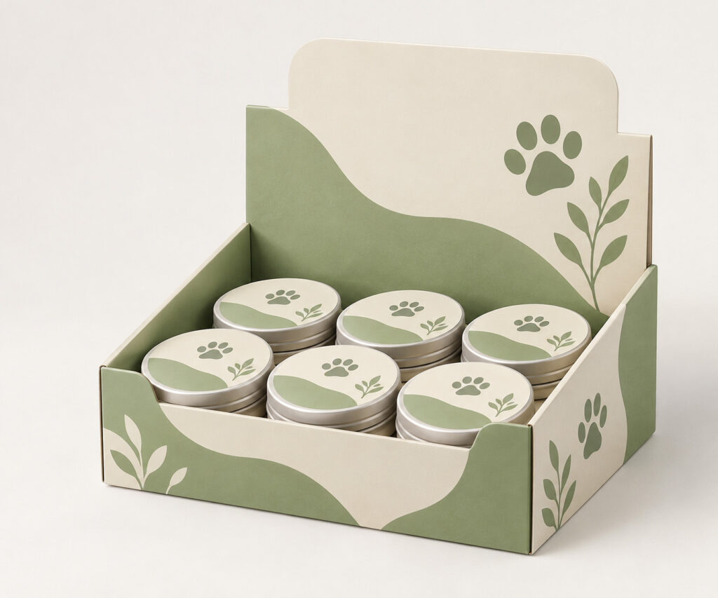PackNiti packaging mockup: Custom Paw Balm Display Box (PN-PD-000472)