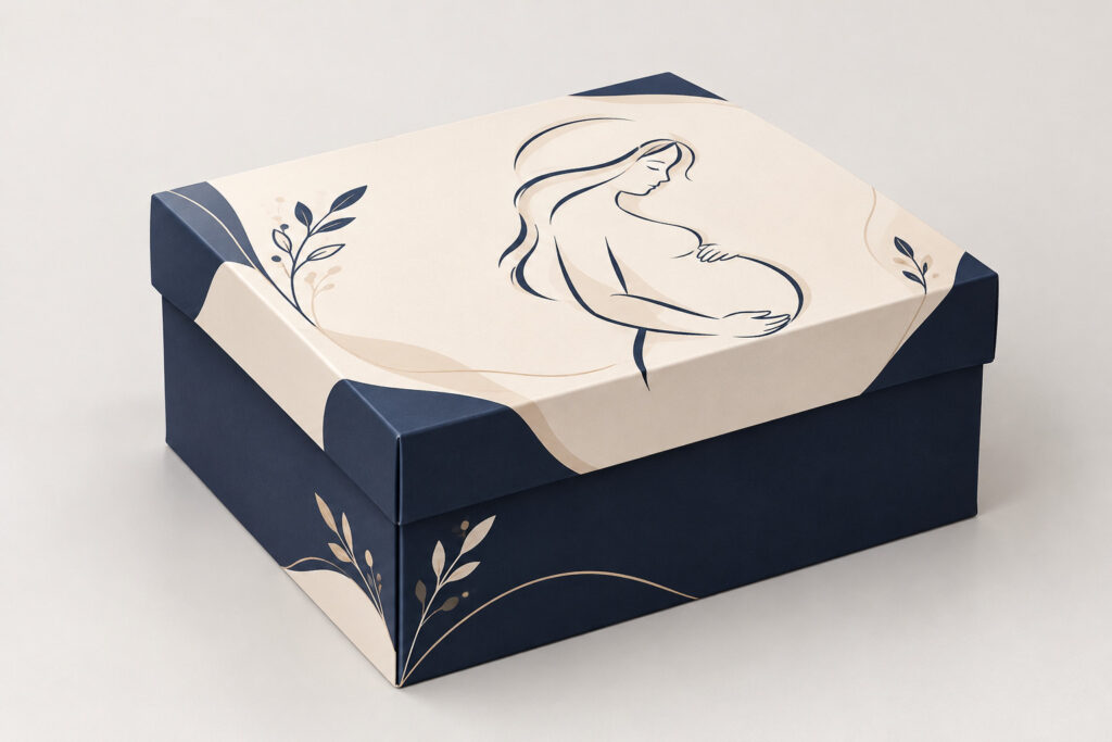 PackNiti packaging mockup: Custom Maternity Clothing Box With Lid (PN-PD-000475)
