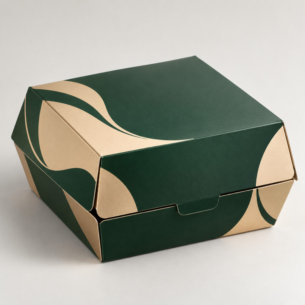 PackNiti packaging mockup: Custom Burger Square Box (PN-PD-000490)