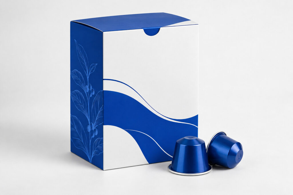 PackNiti packaging mockup: Custom Coffee Capsules Box (Style 000503) (PN-PD-000503)