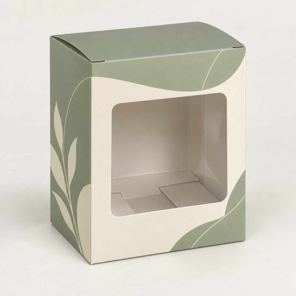 PackNiti packaging mockup: Custom Tuck End Box Variations Square Windows Bottom Buckles (PN-PD-000512)