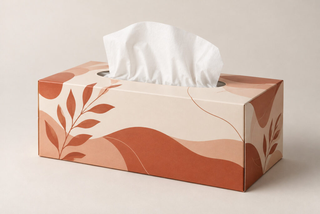 PackNiti packaging mockup: Custom Tuck End Tissue Boxes (PN-PD-000537)