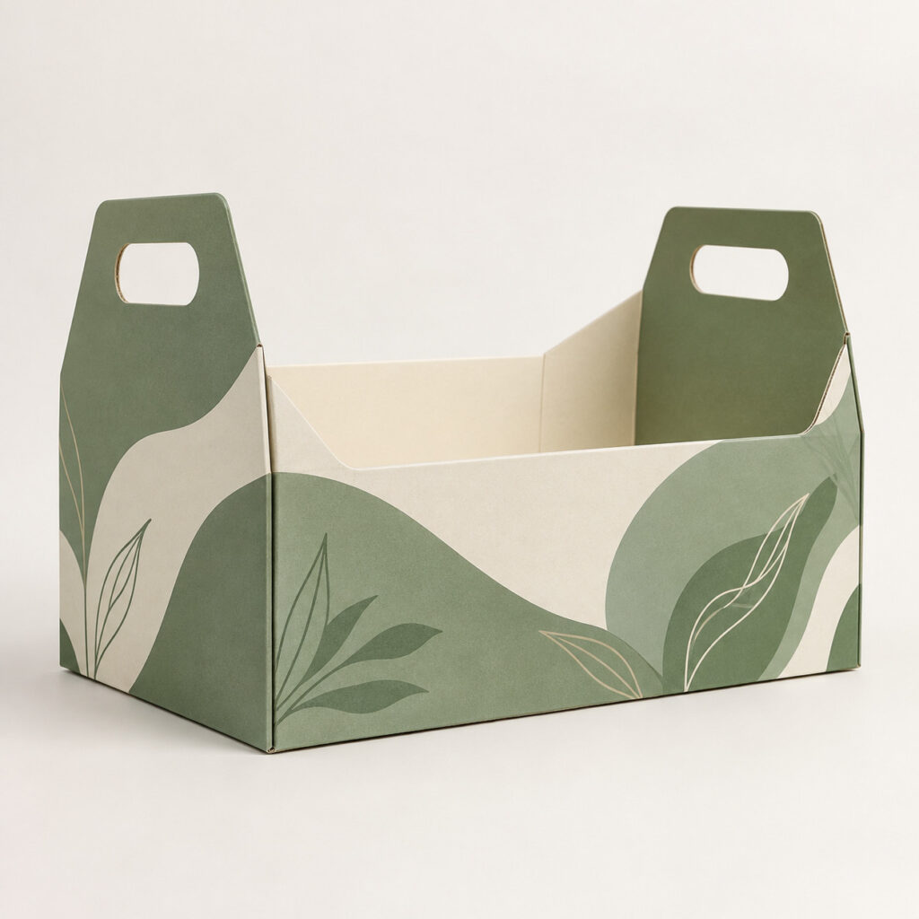 PackNiti packaging mockup: Custom Back Open Mailer Box With Handles (PN-PD-000562)