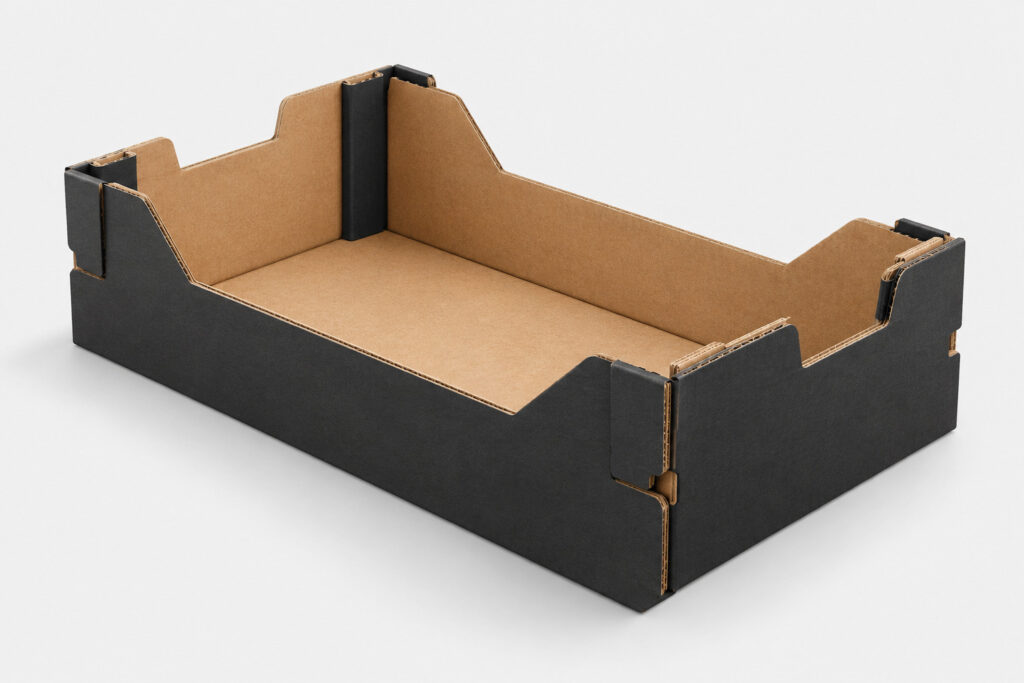 PackNiti packaging mockup: Custom Stackable Corrugated Tray (PN-PD-000606)