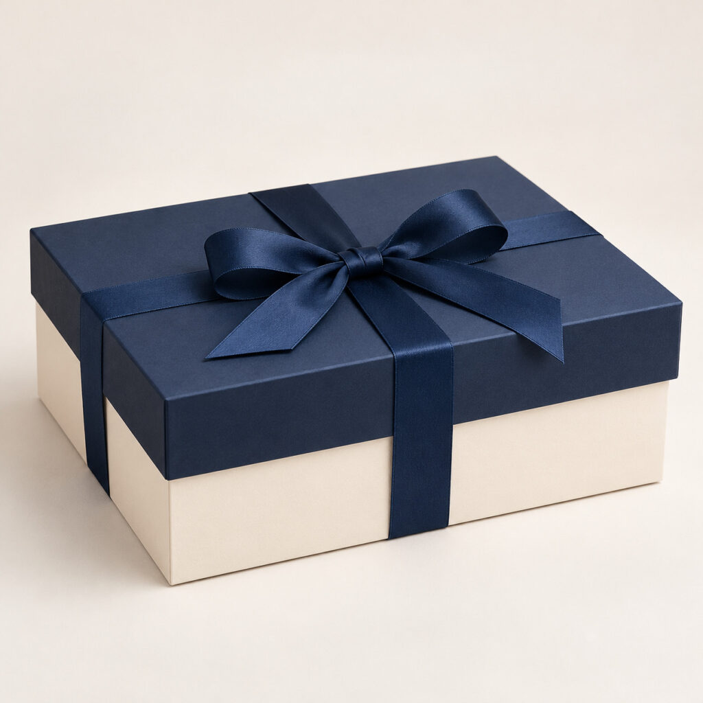 PackNiti packaging mockup: Custom Rectangular Gift Box With Ribbon (PN-PD-000611)