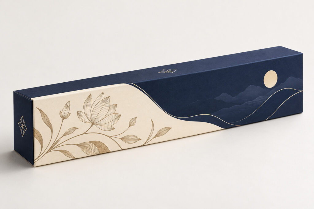 PackNiti packaging mockup: Custom Agarbatti Box (Style 000655) (PN-PD-000655)