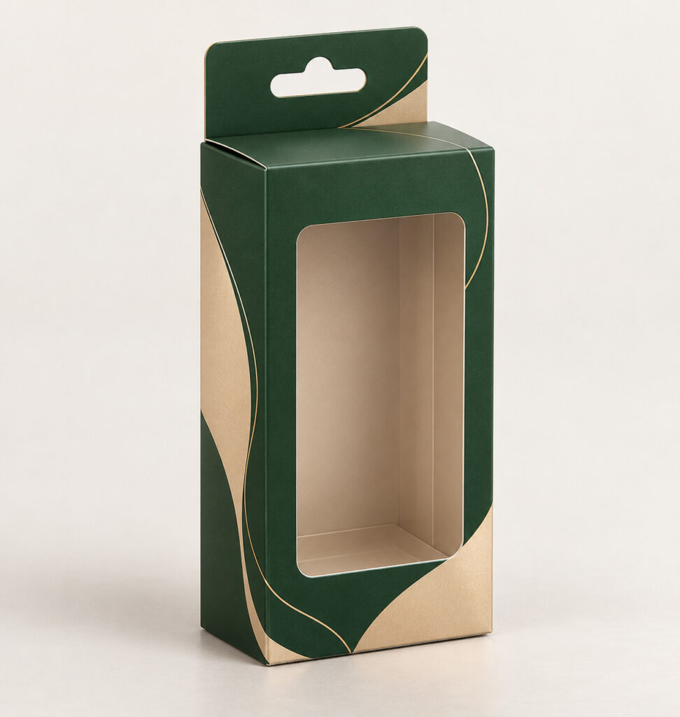 PackNiti packaging mockup: Custom Rectangle Hanging Cosmetics Box (PN-PD-000660)