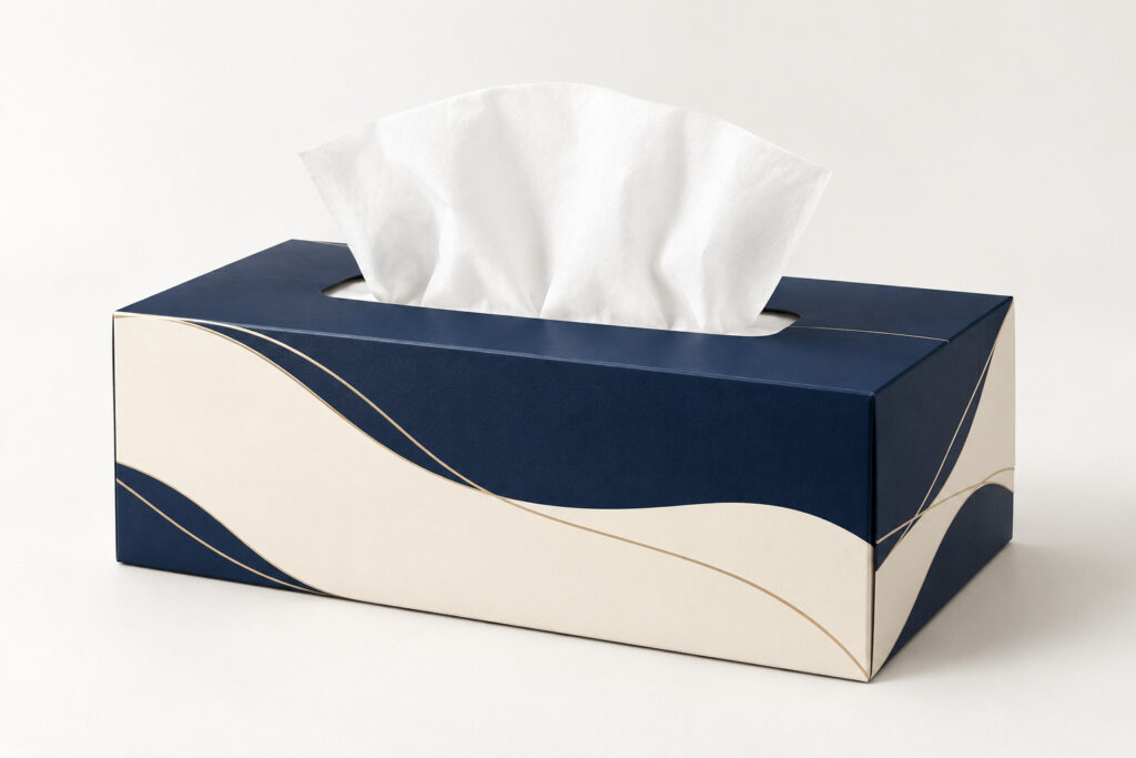PackNiti packaging mockup: Custom 16 × 9 × 6 Square Napskin Tissue Box (PN-PD-000665)