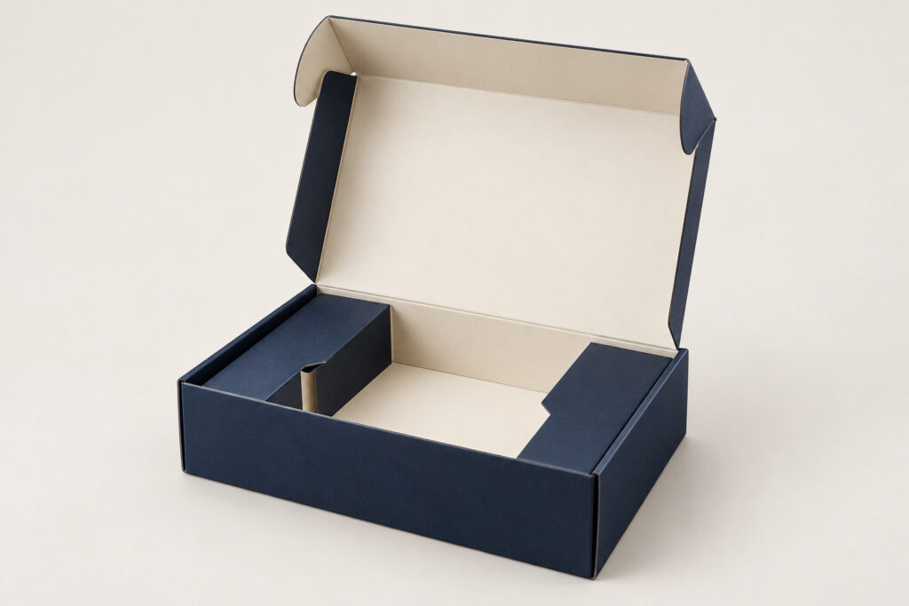 PackNiti packaging mockup: Custom Flip Top Boxes Lock Inserts Mailer (PN-PD-000671)