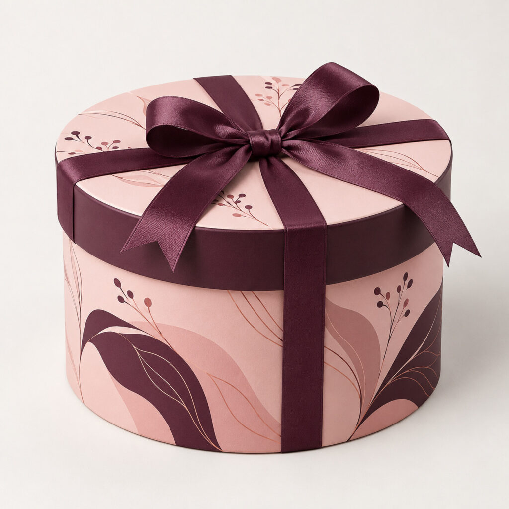 PackNiti packaging mockup: Custom Round Birthday Gift Box (PN-PD-000688)