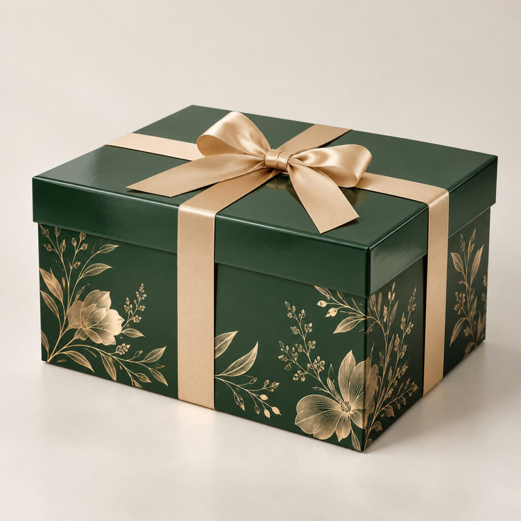 PackNiti packaging mockup: Custom Wedding Glossy Gift Box (PN-PD-000690)
