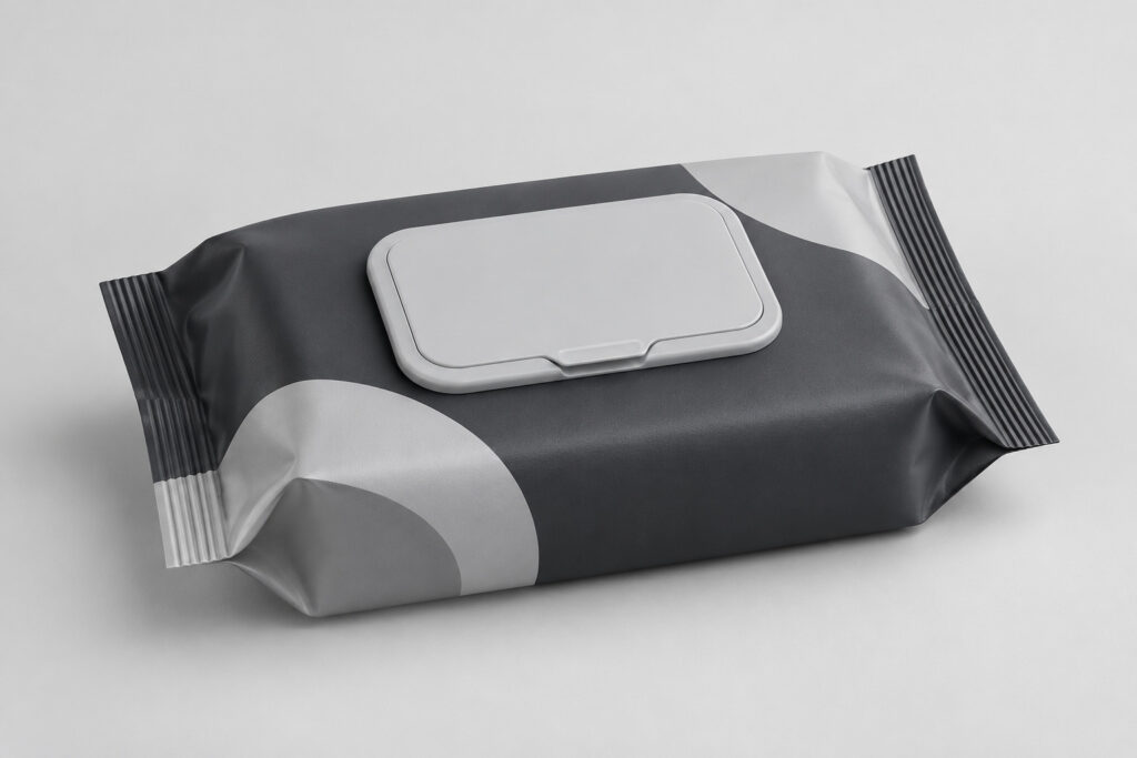 PackNiti packaging mockup: Custom 17 × 10 × 7 Wet Wipes Pouch (PN-PD-000709)