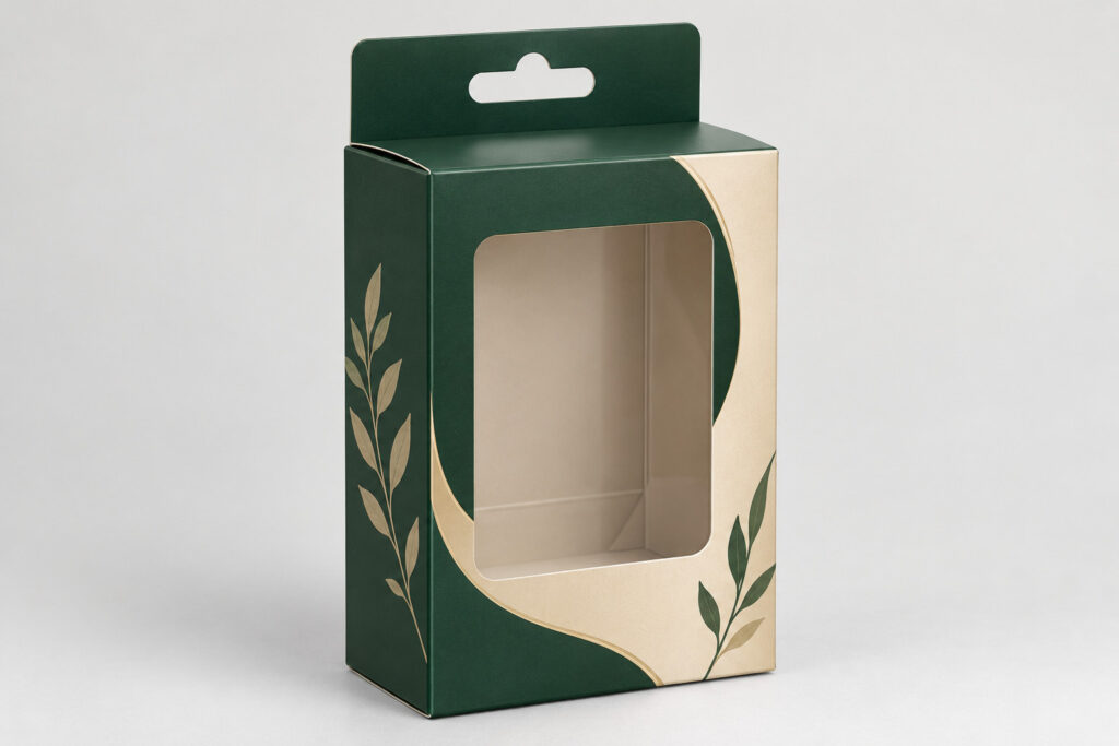 PackNiti packaging mockup: Custom Hanging Medicine Box (Style 000710) (PN-PD-000710)