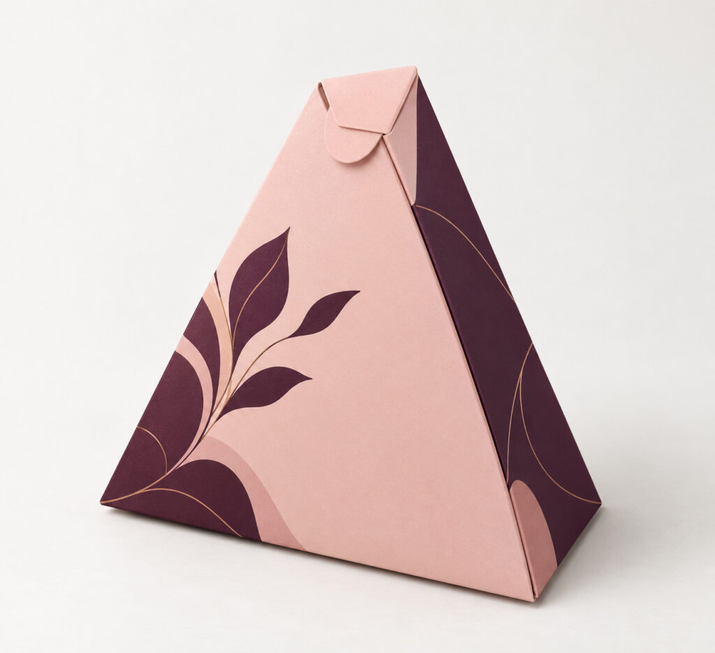 PackNiti packaging mockup: Custom Polygonal Boxes Auto Lock Cap Triangle (PN-PD-000728)