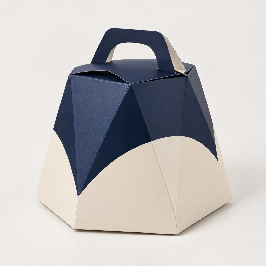PackNiti packaging mockup: Custom Polygonal Boxes Paper Handle (PN-PD-000731)