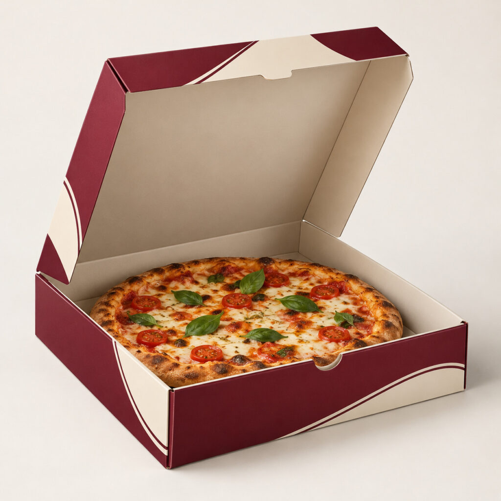 PackNiti packaging mockup: Custom Flip Top Box With Pizza (PN-PD-000734)