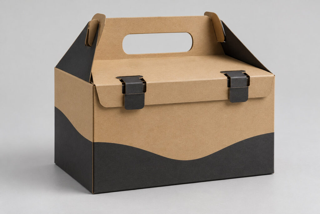 PackNiti packaging mockup: Custom Flip Top Boxes Handles Double Safety Buckles (PN-PD-000736)