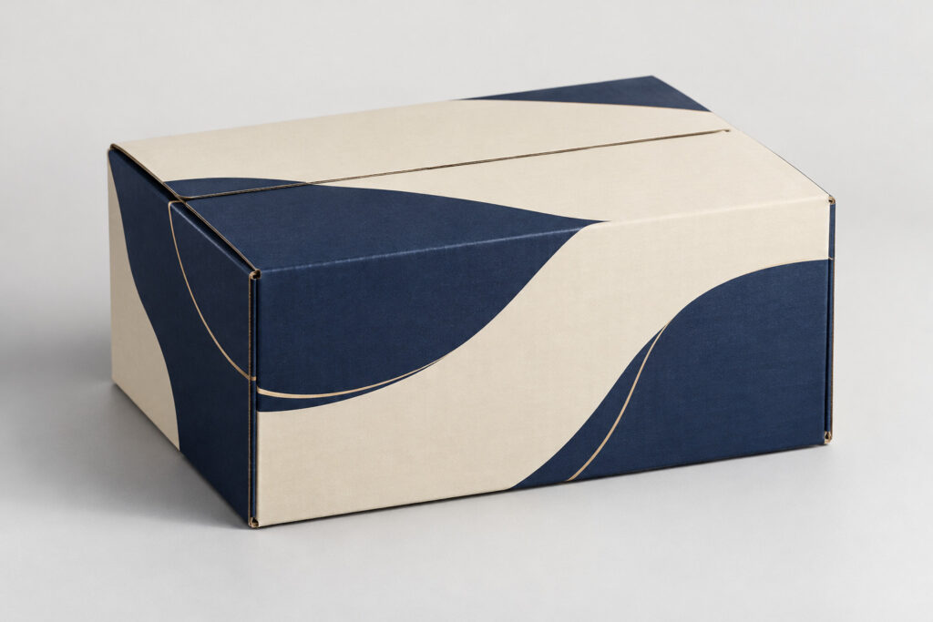 PackNiti packaging mockup: Custom FEFCO 0205 Center Special Overlap Slotted Box (PN-PD-000755)