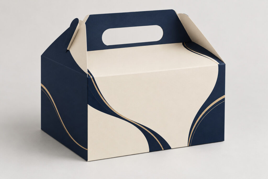 PackNiti packaging mockup: Custom Cake Boxes Carton With Handle (Style 000771) (PN-PD-000771)