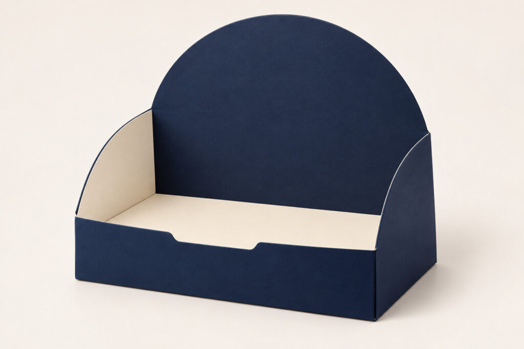 PackNiti packaging mockup: Custom Folding Semicircular Display Baking Box (PN-PD-000775)