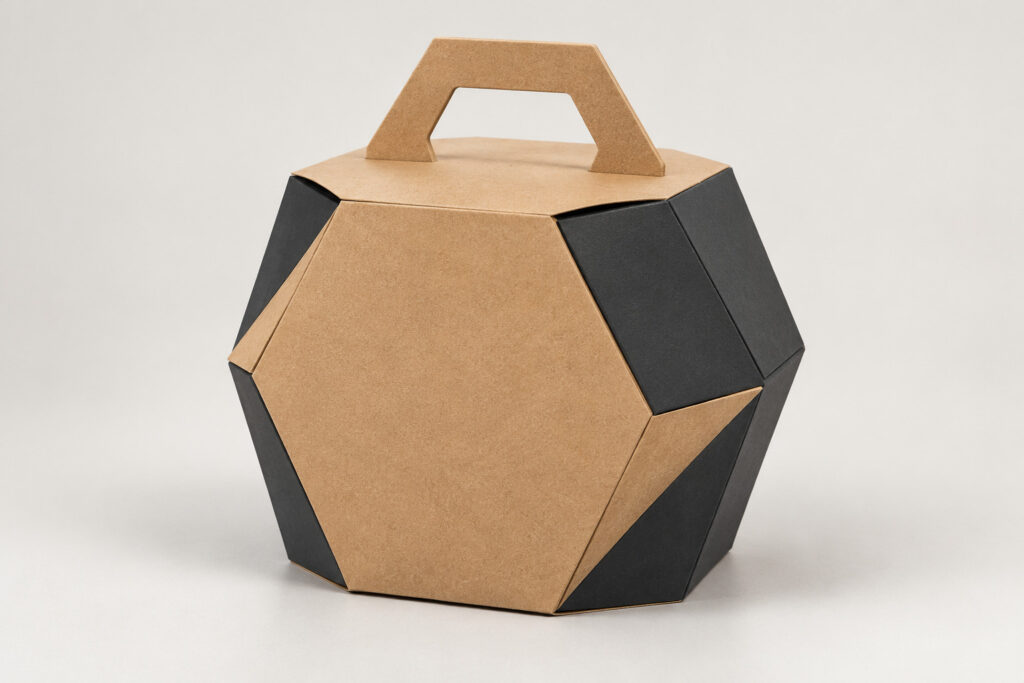 PackNiti packaging mockup: Custom Polygonal Boxes Hexagonal Handles (PN-PD-000776)