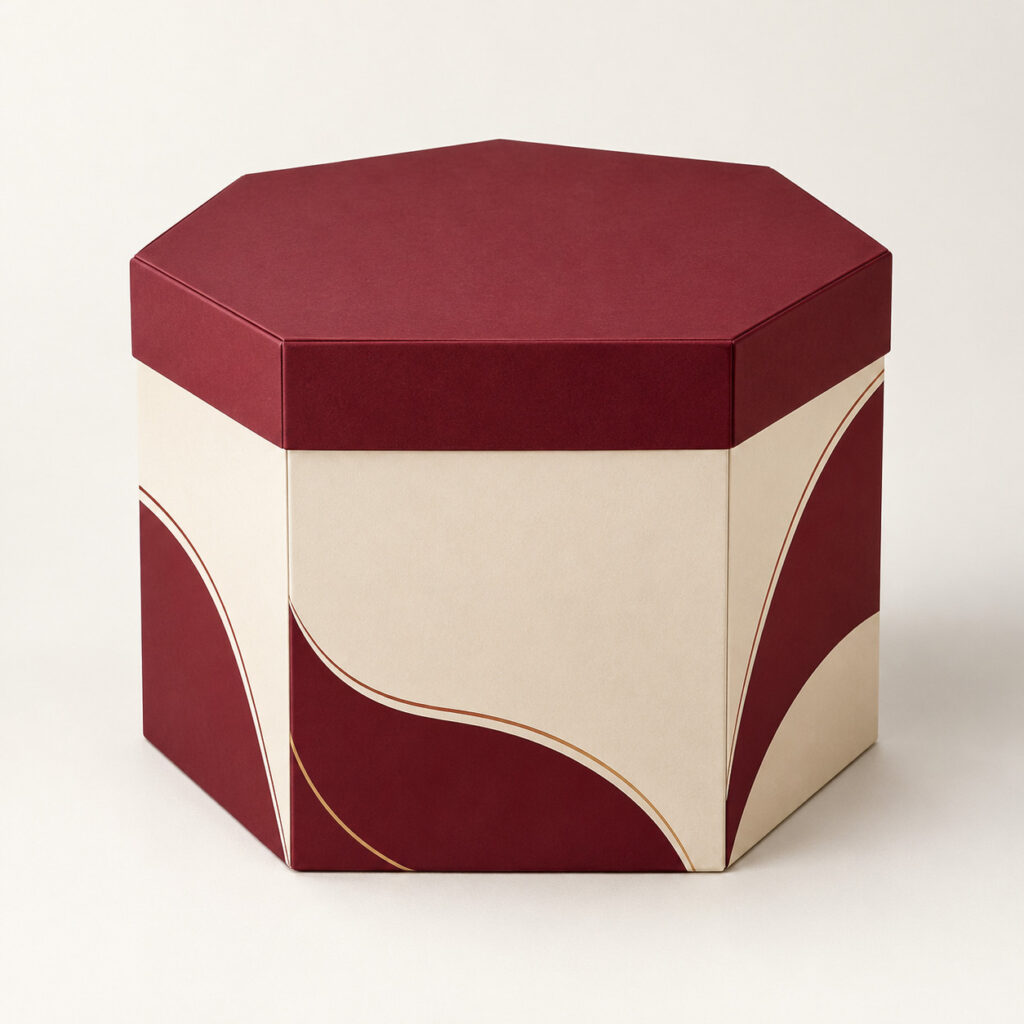 PackNiti packaging mockup: Custom Hexagonal Box (PN-PD-000784)