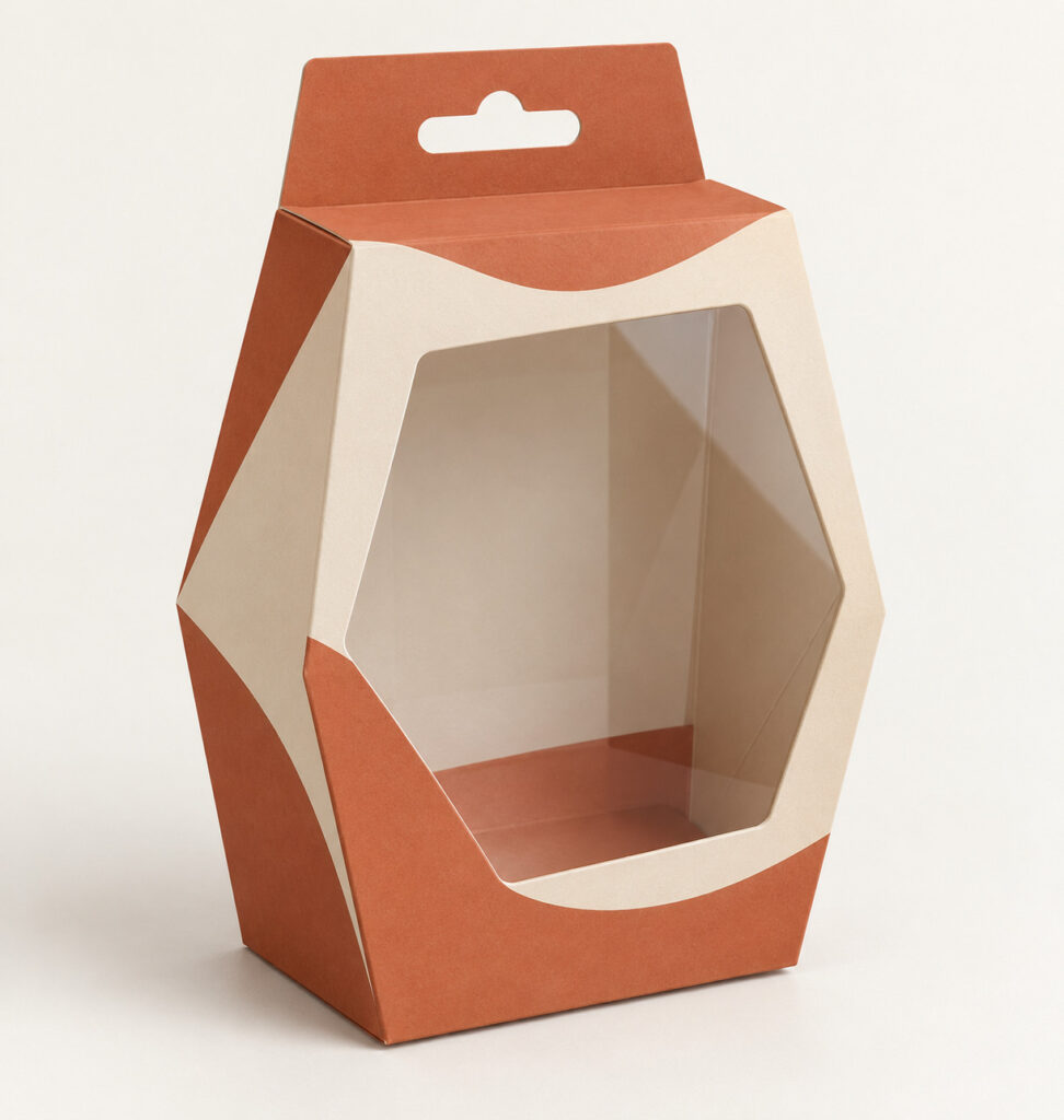 PackNiti packaging mockup: Custom Hanging Polygonal Display Box (Style 000787) (PN-PD-000787)