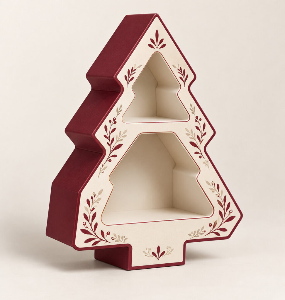 PackNiti packaging mockup: Custom Tree-shaped Double-socket Box (PN-PD-000794)